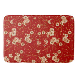 Kleine bloemen op rood patroon badmat