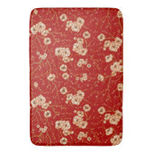 Kleine bloemen op rood patroon badmat (Voorkant Verticaal)