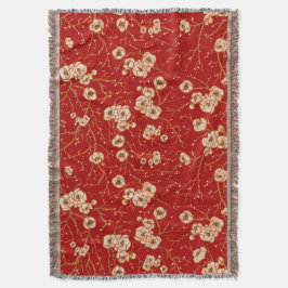 Kleine bloemen op rood patroon deken