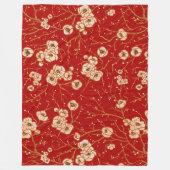 Kleine bloemen op rood patroon fleece deken (Voorkant)
