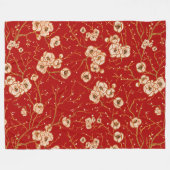 Kleine bloemen op rood patroon fleece deken (Voorkant (Horizontaal))