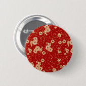 Kleine bloemen op rood patroon ronde button 5,7 cm (Voorkant /achterkant)