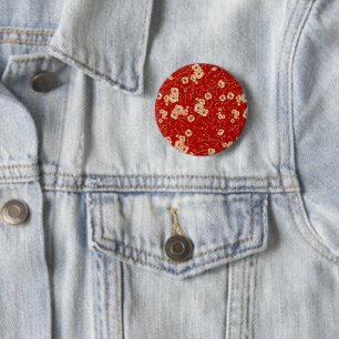 Kleine bloemen op rood patroon ronde button 5,7 cm