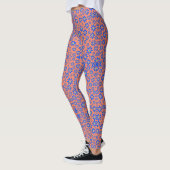 Kleine bloemen Pattern.Blue 01.b Oranje BG Legging (Links)