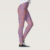 Kleine bloemen Pattern.Blue 01.b Oranje BG Legging (Rechts)
