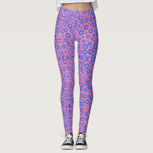 Kleine bloemen Pattern.Blue 01.b Roze BG Leggings