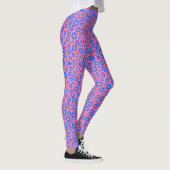 Kleine bloemen Pattern.Blue 01.b Roze BG Leggings (Rechts)