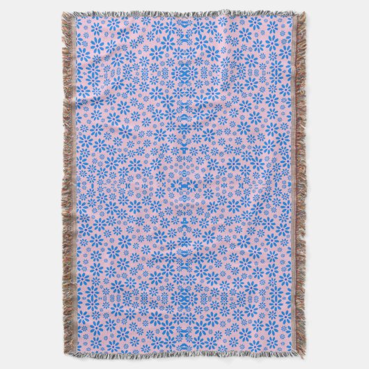 Kleine bloemen Pattern.Blue 02.b Roze BG Deken (Voorkant Verticaal)