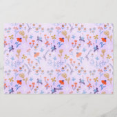 Kleine bloemen roze paars briefpapier (Achterkant)