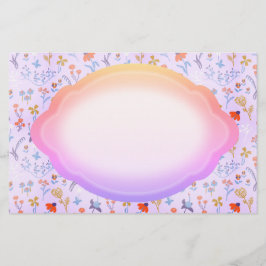 Kleine bloemen roze paars briefpapier