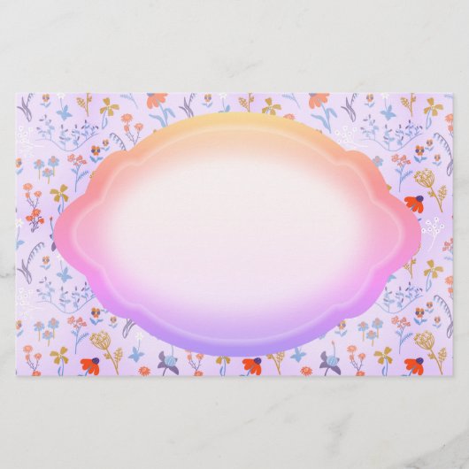 Kleine bloemen roze paars briefpapier (Voorkant)