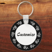 Kleine bloemen Sjabloon - B&W Sleutelhanger (Voorkant)