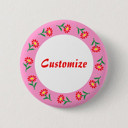 Kleine bloemen Sjabloon Ronde Button 5,7 Cm (Voorkant)