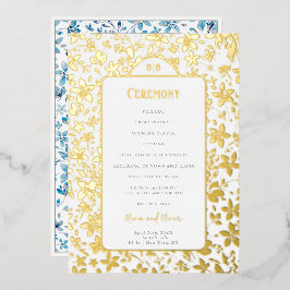 Kleine Bloemen Trouwprogramma Folie Uitnodiging