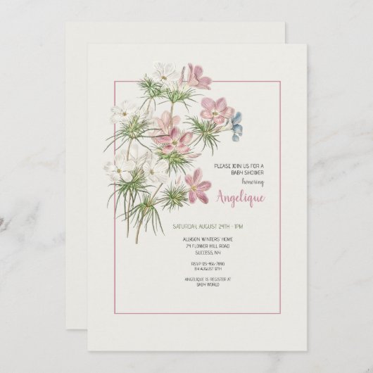 Kleine bloemendouche kaart (Voorkant / Achterkant)