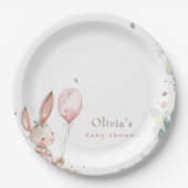 Kleine bloemenkonijntje baby shower papieren bordje (Voorkant)