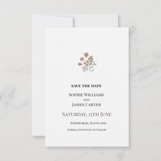Kleine Bloemige Bruiloft Save The Date (Voorkant)