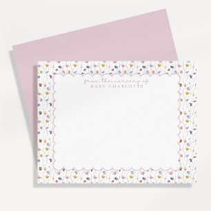 Kleine bloemige gekartelde kraambriefkaart kaart