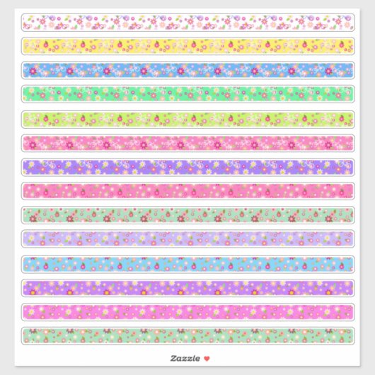 Kleine bloemranden kleuren assorti sticker (Vel)