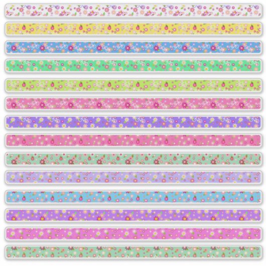 Kleine bloemranden kleuren assortiment sticker (Voorkant)