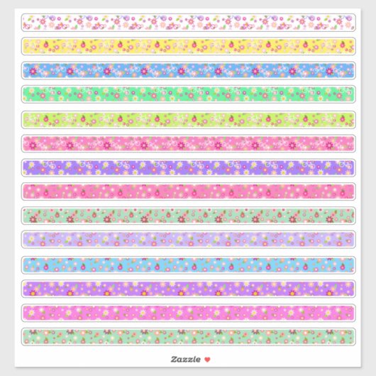 Kleine bloemrandjes kleuren assortiment sticker (Vel)