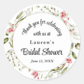 Kleine Bloesems Aquarel Bloemen Bruidsfavoriet Ronde Sticker (Voorkant)