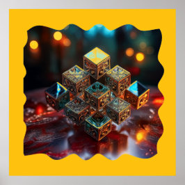 Kleine blokken met geometrische Design gestapeld Poster