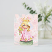 Kleine blonde prinses met kroon briefkaart (Staand voorkant)