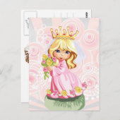 Kleine blonde prinses met kroon briefkaart (Voorkant / Achterkant)
