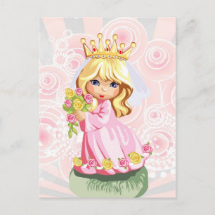 Kleine blonde prinses met kroon briefkaart