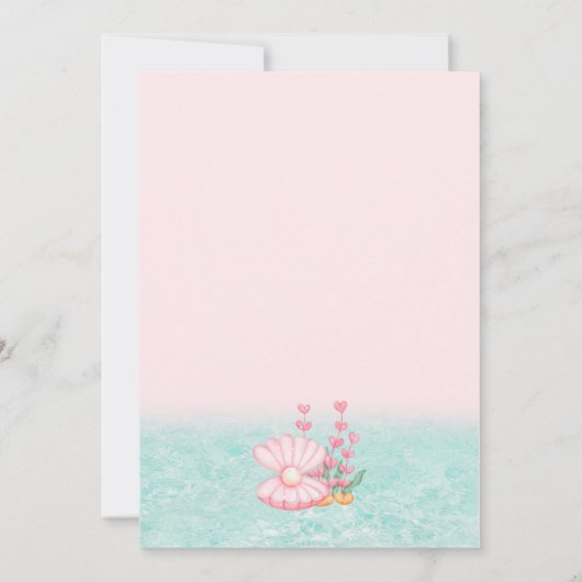 Kleine Blondine Zeemeermin Roze 1e Verjaardag Uitn Kaart (Achterkant)