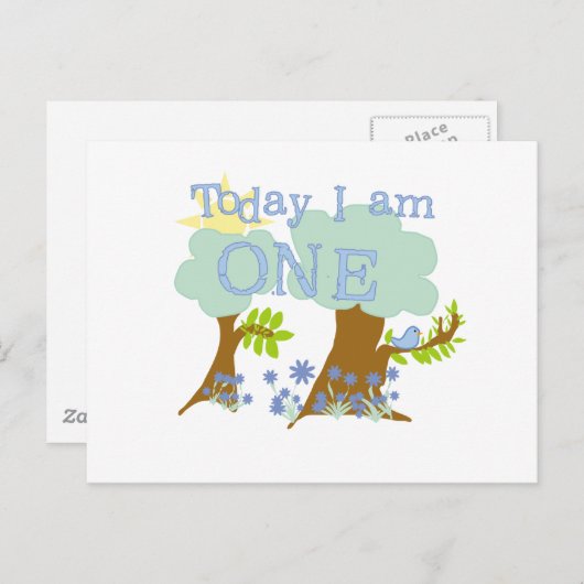 Kleine Bluebird 1e verjaardag Tshirts en geschenke Briefkaart (Voorkant / Achterkant)