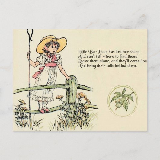Kleine Bo-Peep: Klassieke Kate Greenaway Kwekerij Briefkaart (Voorkant)