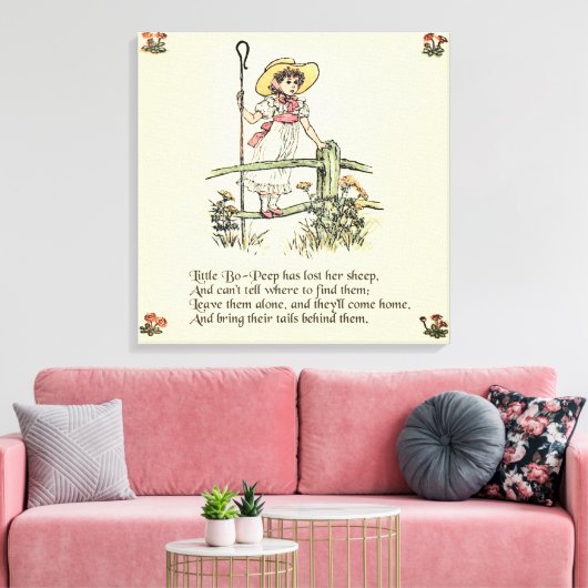 Kleine Bo-Peep: Klassieke Kate Greenaway Kwekerij Canvas Afdruk (Insitu (Woonkamer))
