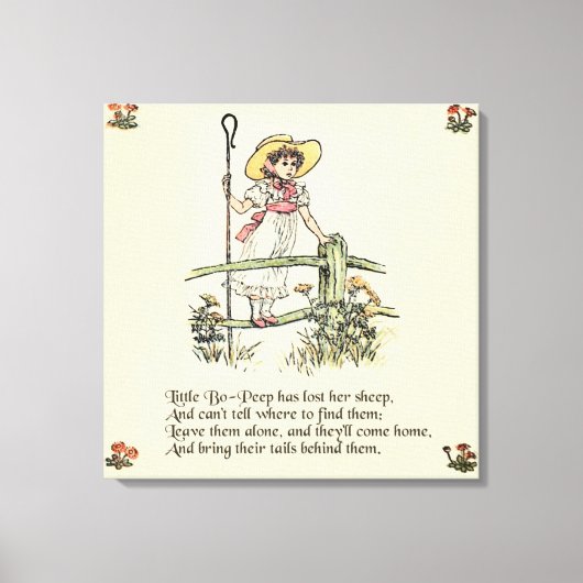 Kleine Bo-Peep: Klassieke Kate Greenaway Kwekerij Canvas Afdruk (Voorkant)