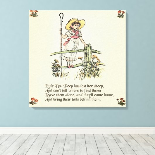Kleine Bo-Peep: Klassieke Kate Greenaway Kwekerij Canvas Afdruk (Insitu (Houten vloer))