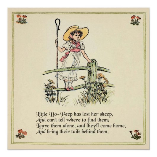 Kleine Bo-Peep: Klassieke Kate Greenaway Kwekerij Perfect Poster (Voorkant)