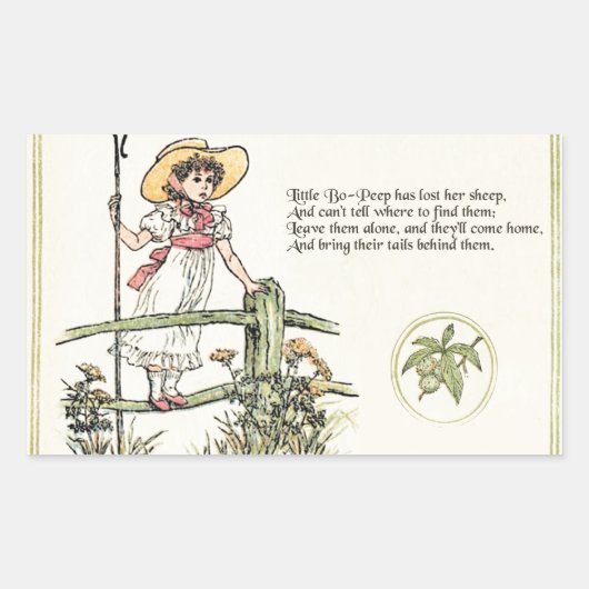 Kleine Bo-Peep: Klassieke Kate Greenaway Kwekerij Rechthoekige Sticker (Voorkant)