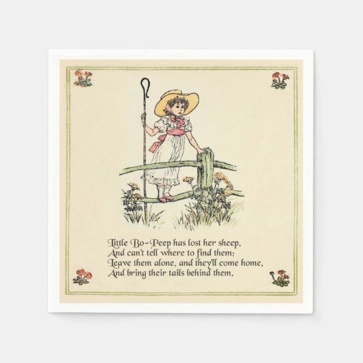 Kleine Bo-Peep: Klassieke Kate Greenaway Kwekerij Servet (Voorkant)
