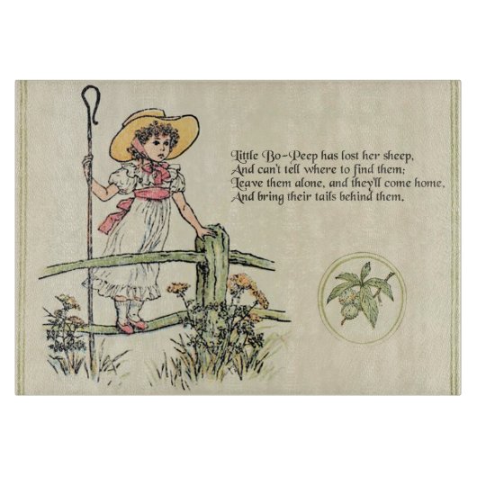 Kleine Bo-Peep: Klassieke Kate Greenaway Kwekerij Snijplank (Voorkant)