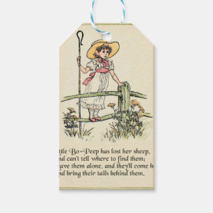 Kleine Bo-Peep: Klassieke Kate Greenaway Nursery Cadeaulabel