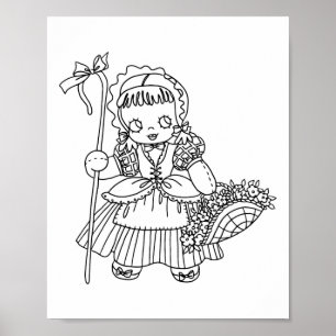Kleine Bo PeeP Moeder gans Kleurplaat Poster