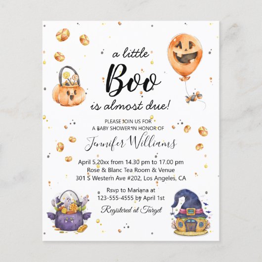 kleine boe, halloween baby shower uitnodigingsbroe flyer (Voorkant)