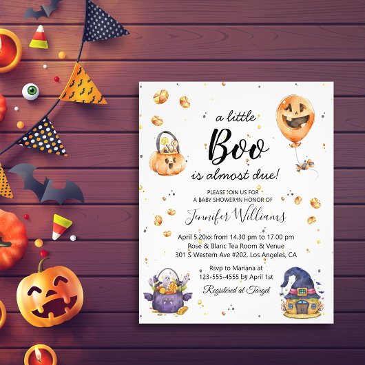kleine boe, halloween baby shower uitnodigingsbroe flyer