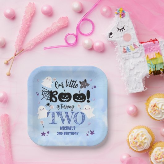 Kleine Boe! Schattige Blue Boy Halloween 2e verjaa Papieren Bordje (Feest)