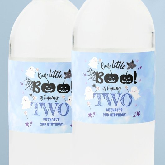 Kleine Boe! Schattige Boy Spooky Halloween 2e verj Waterfles Etiket
