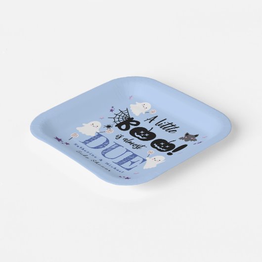 Kleine Boe! Schattige Ghosts Boy Halloween Baby sh Papieren Bordje (Gebogen)