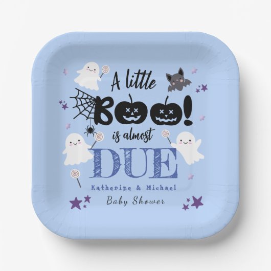 Kleine Boe! Schattige Ghosts Boy Halloween Baby sh Papieren Bordje (Voorkant)