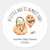kleine boe, waterverf halloween baby shower ronde sticker (Voorkant)