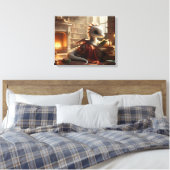 Kleine Boekenwurm Draak Canvas Afdruk (Insitu (Slaapkamer))